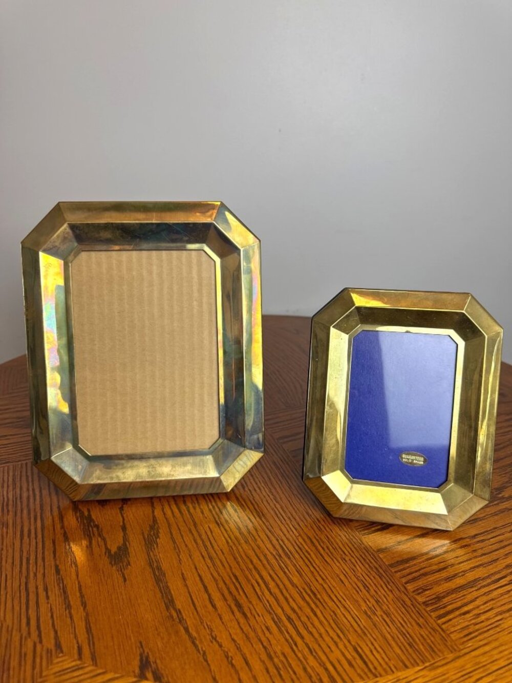 Vintage Solid Brass Octagonal Picture Frame Set Tabletop Display 4x6 & 5x7 Inch